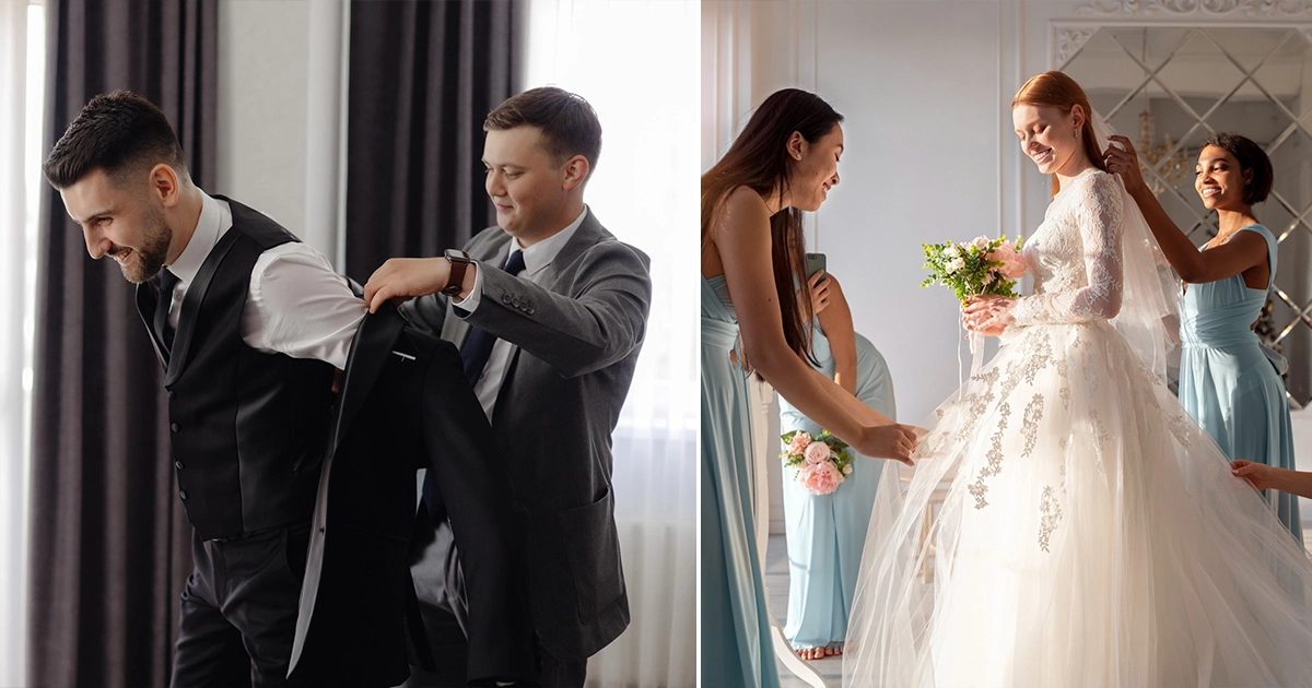 Bride and Groom Getting Ready